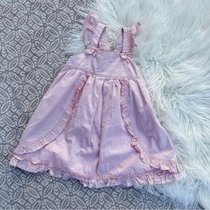 Jill Stuart Girls Light Pink Bib Dress w/ Ruffles & Bows EU 110 US 5